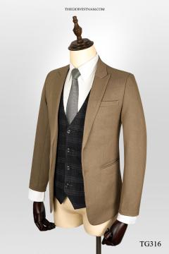 Bộ Suit Nâu Sáng Trơn Modern Fit TGS316